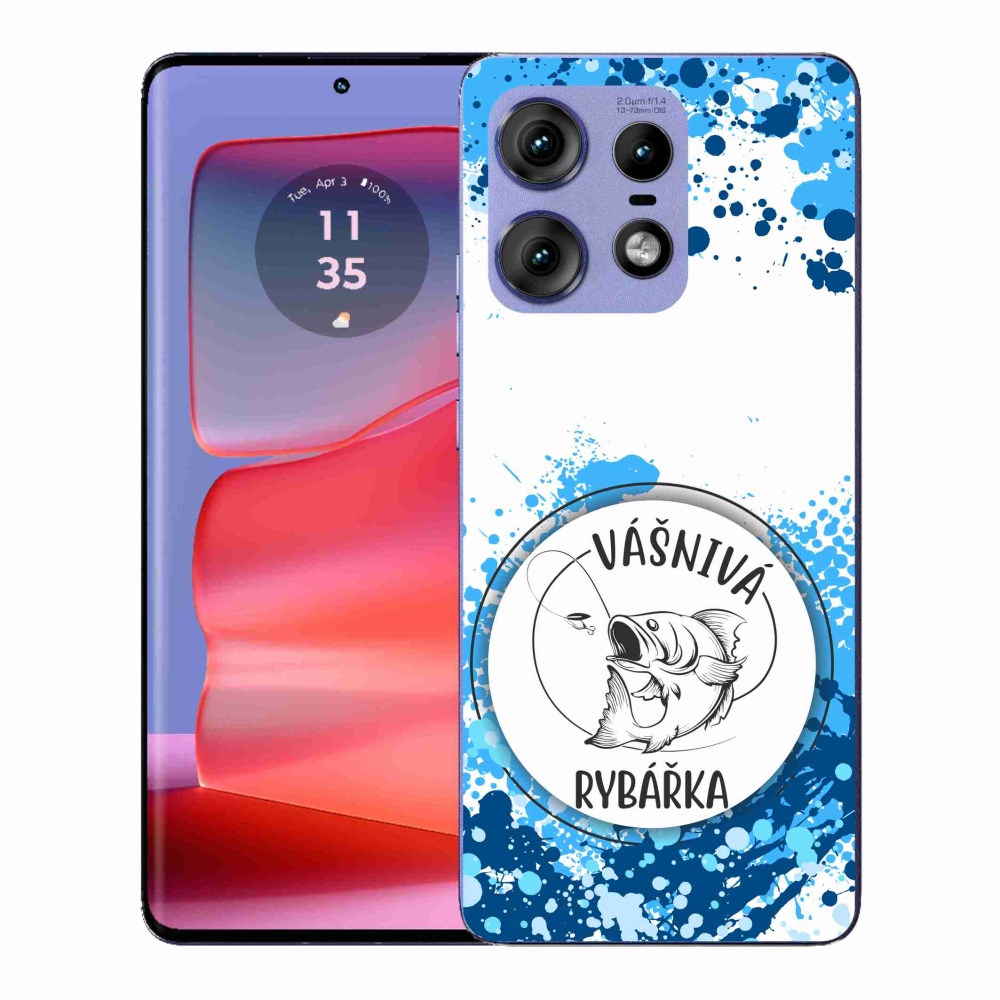 Gélový kryt mmCase na Motorola Edge 50 Pro - vášnivá rybárka biele pozadie