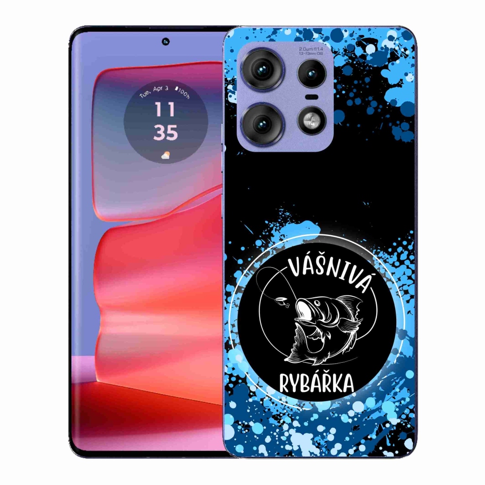 Gélový kryt mmCase na Motorola Edge 50 Pro - vášnivá rybárka čierne pozadie