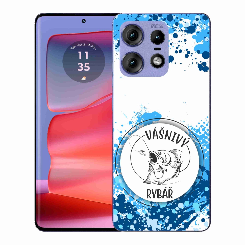 Gélový kryt mmCase na Motorola Edge 50 Pro - vášnivý rybár biele pozadie