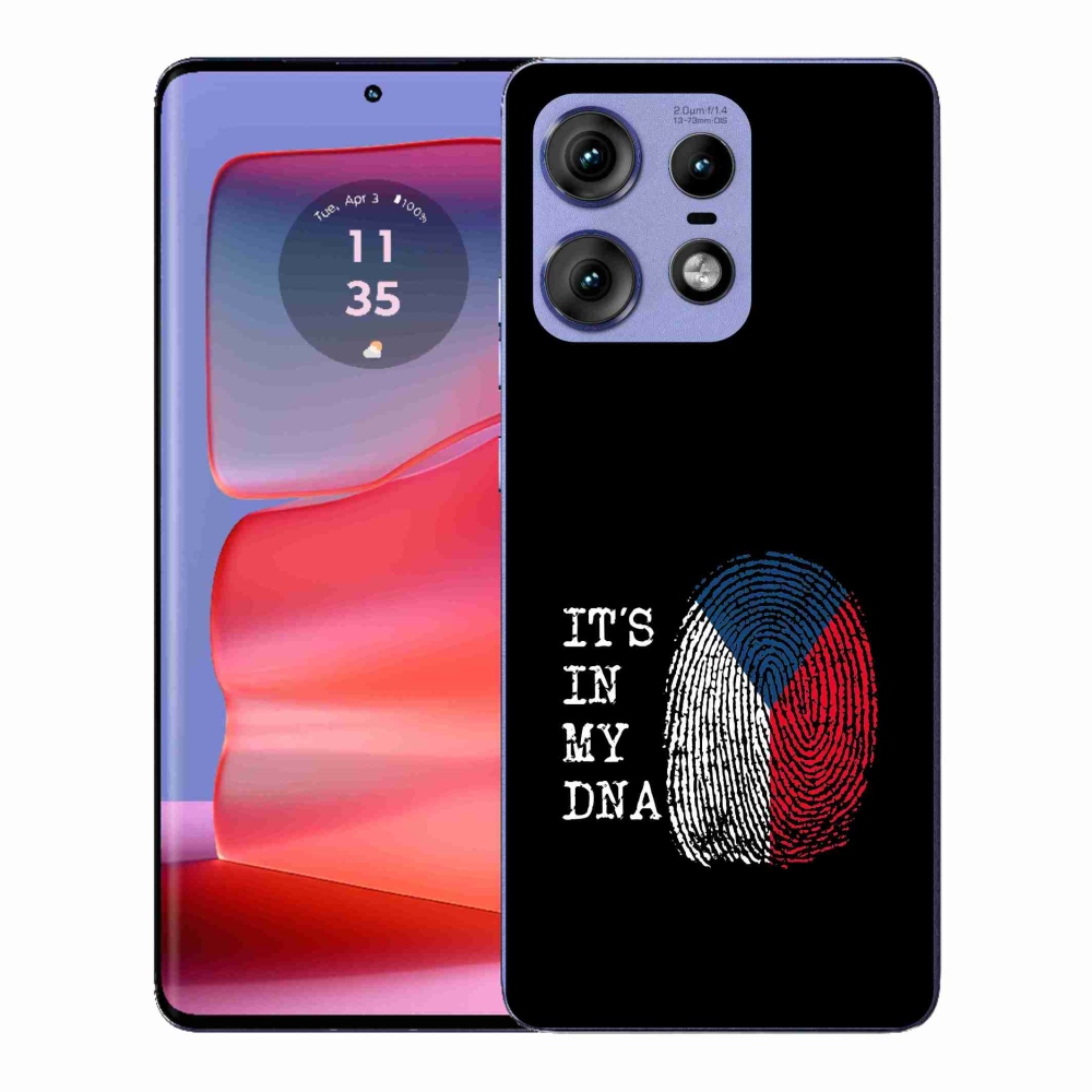 Gélový kryt mmCase na Motorola Edge 50 Pro - vlajka odtlačok prsta čierne pozadie