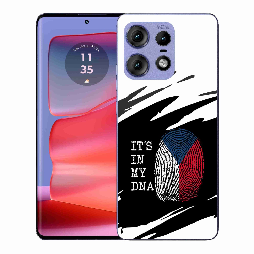 Gélový kryt mmCase na Motorola Edge 50 Pro - vlajka odtlačok prsta čiernobiele pozadie