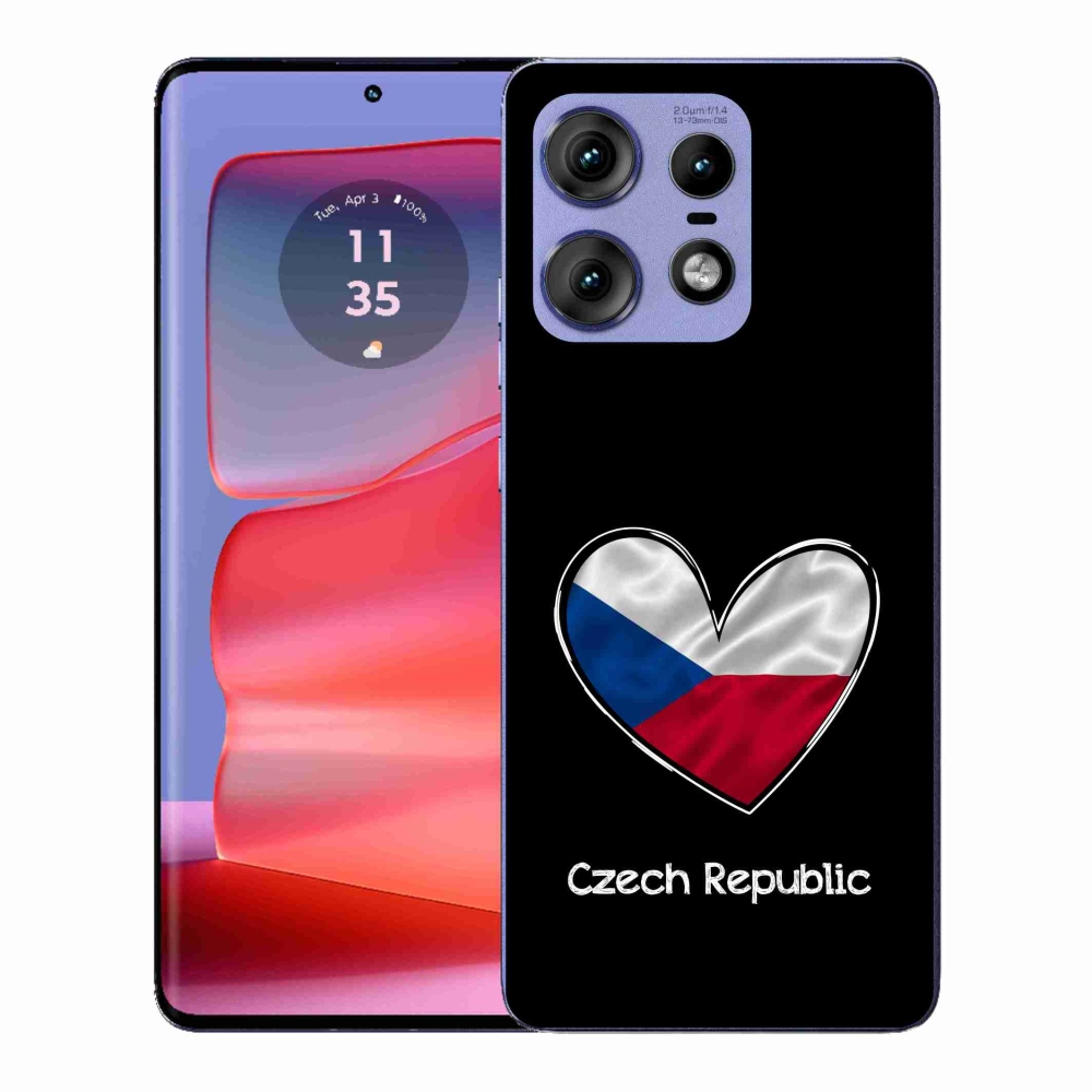 Gélový kryt mmCase na Motorola Edge 50 Pro - vlajka srdca čierne pozadie