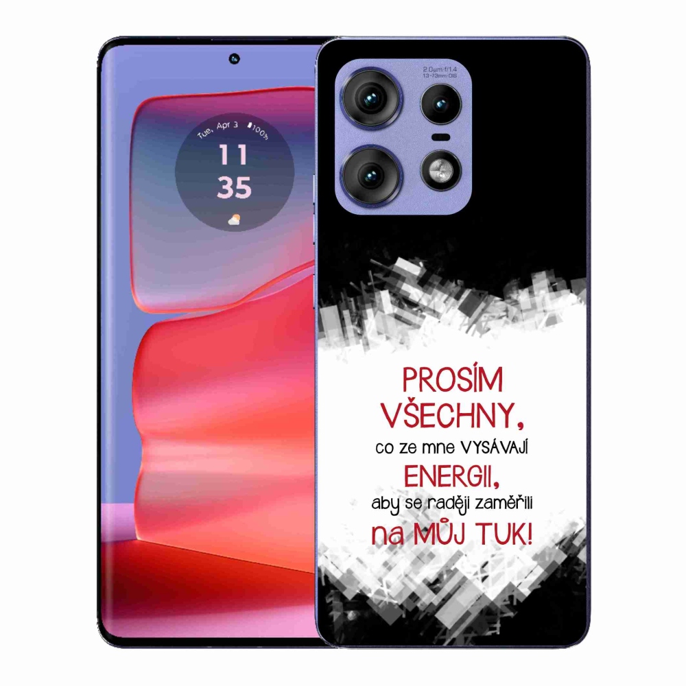 Gélový kryt mmCase na Motorola Edge 50 Pro - vtipný text 1 červený
