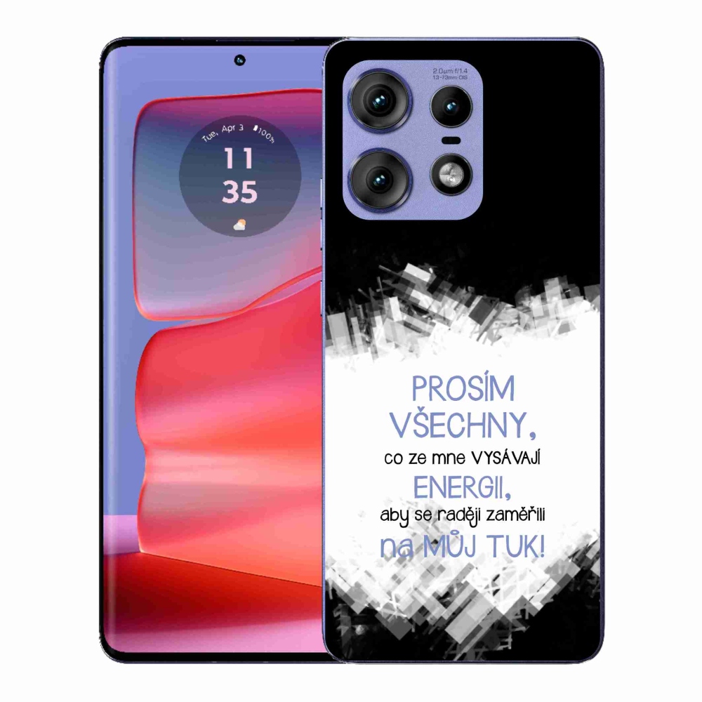 Gélový kryt mmCase na Motorola Edge 50 Pro - vtipný text 1 modrý