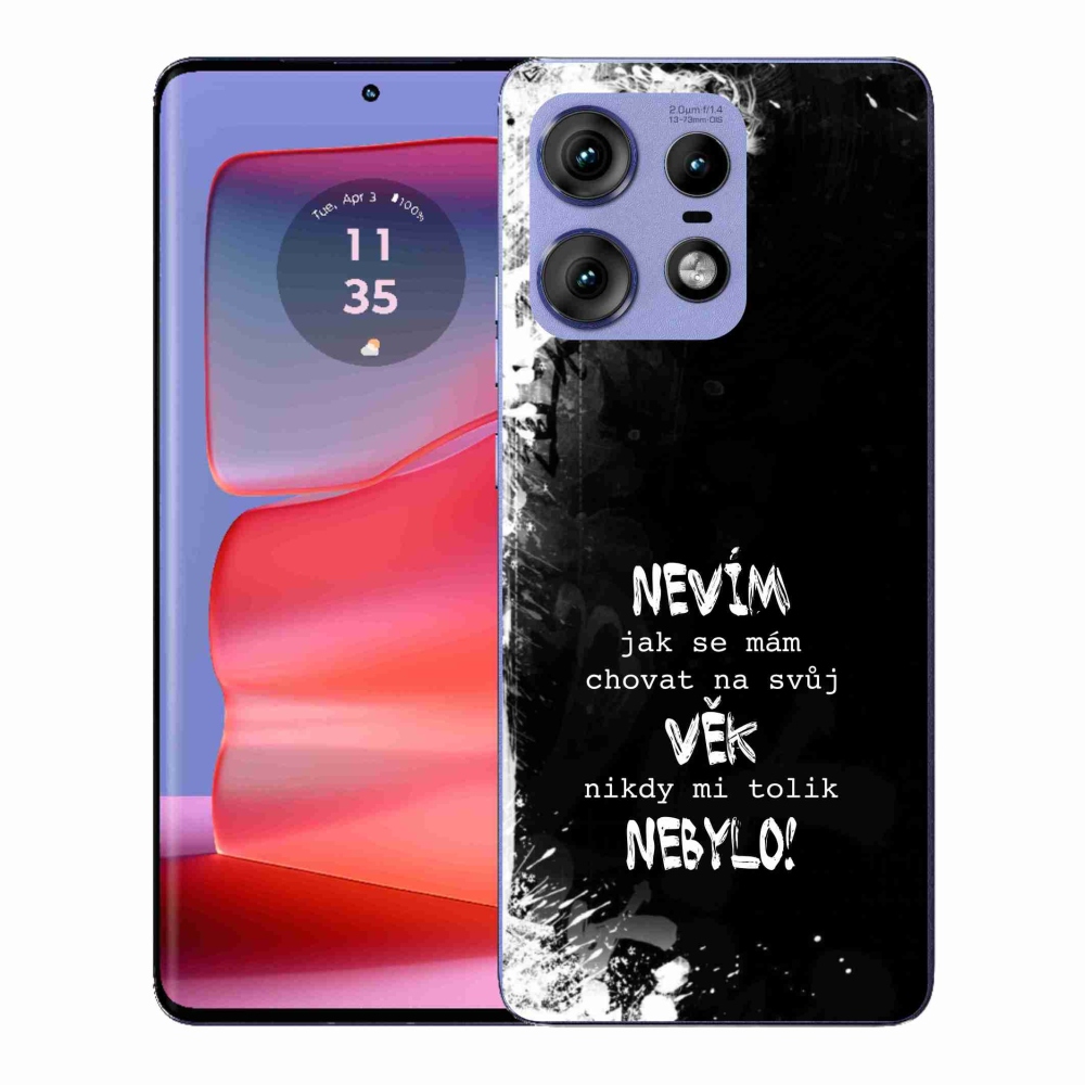 Gélový kryt mmCase na Motorola Edge 50 Pro - vtipný text 14 čierne pozadie