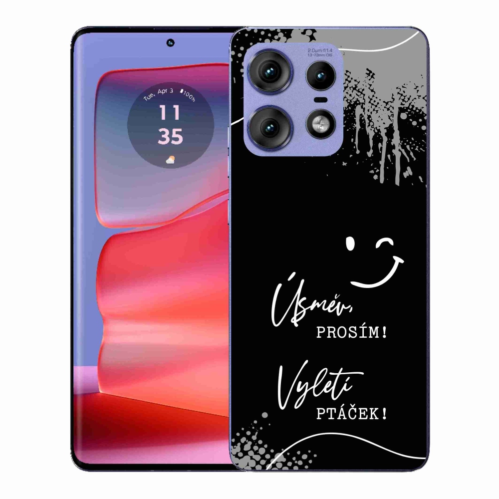 Gélový kryt mmCase na Motorola Edge 50 Pro - vtipný text 4 čierne pozadie