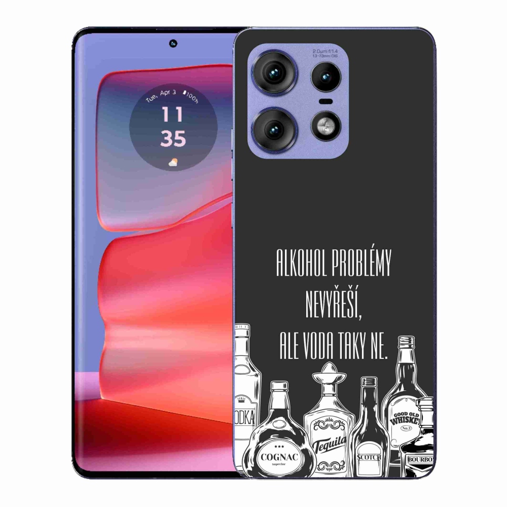 Gélový kryt mmCase na Motorola Edge 50 Pro - vtipný text čierne pozadie