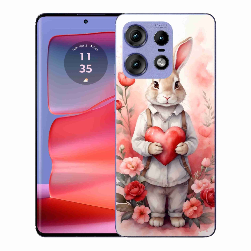 Gélový kryt mmCase na Motorola Edge 50 Pro - zajac so srdiečkom