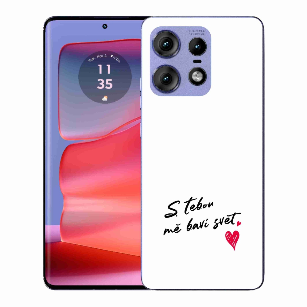 Gélový kryt mmCase na Motorola Edge 50 Pro - zamilovaný text 1 biele pozadie