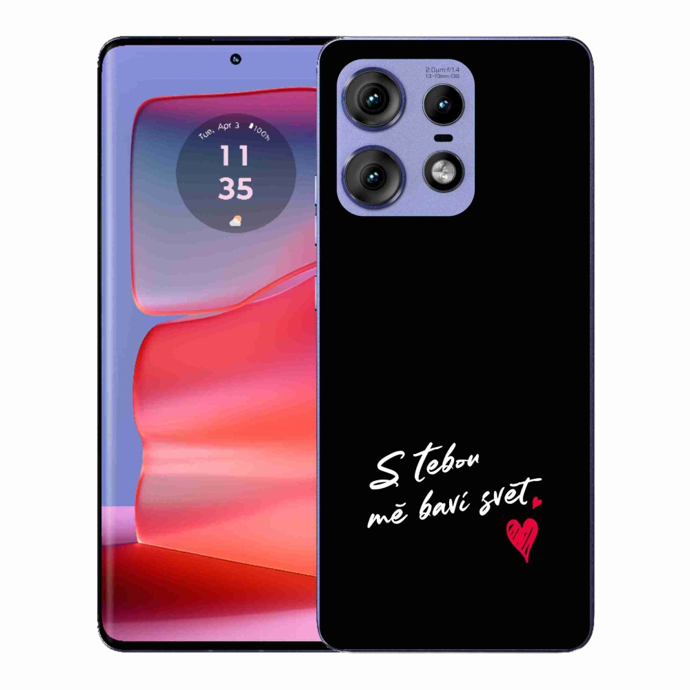 Gélový kryt mmCase na Motorola Edge 50 Pro - zamilovaný text 1 čierne pozadie