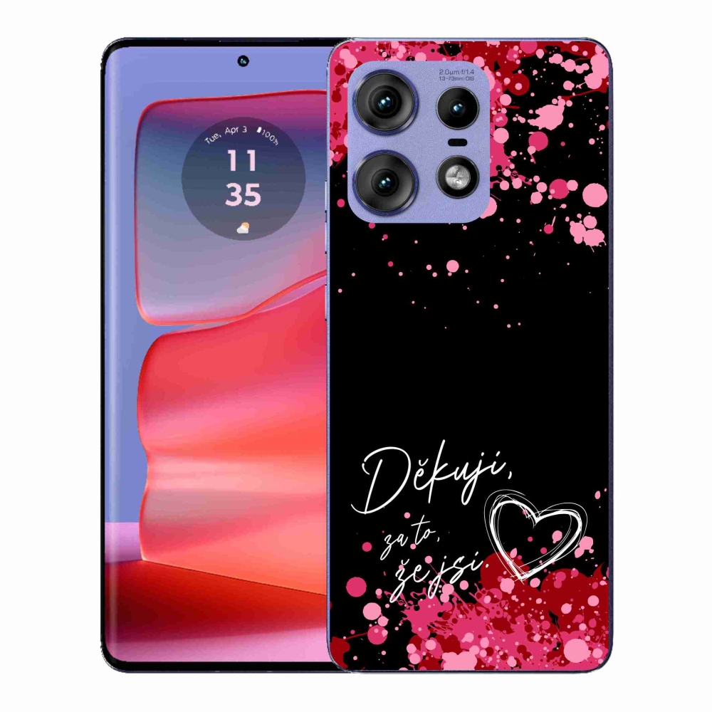Gélový kryt mmCase na Motorola Edge 50 Pro - zamilovaný text 2 čierne pozadie