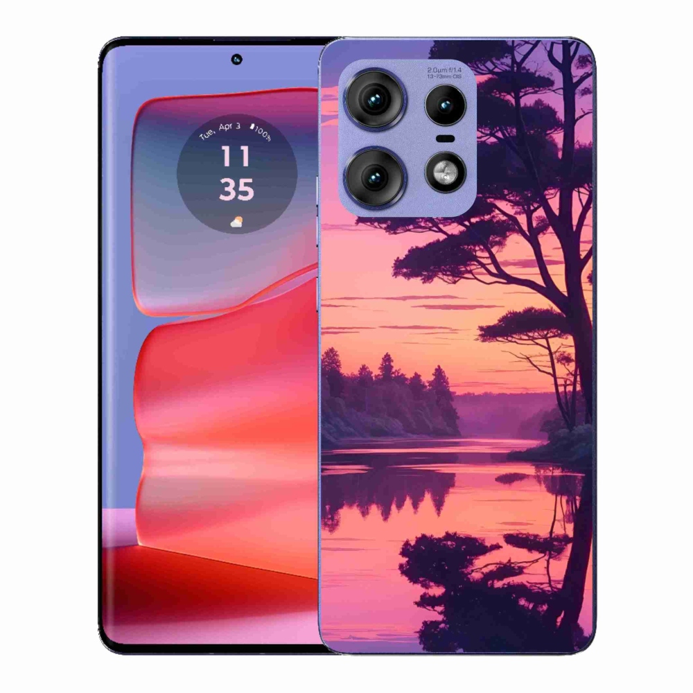 Gélový kryt mmCase na Motorola Edge 50 Pro - západ slnka nad jazerom