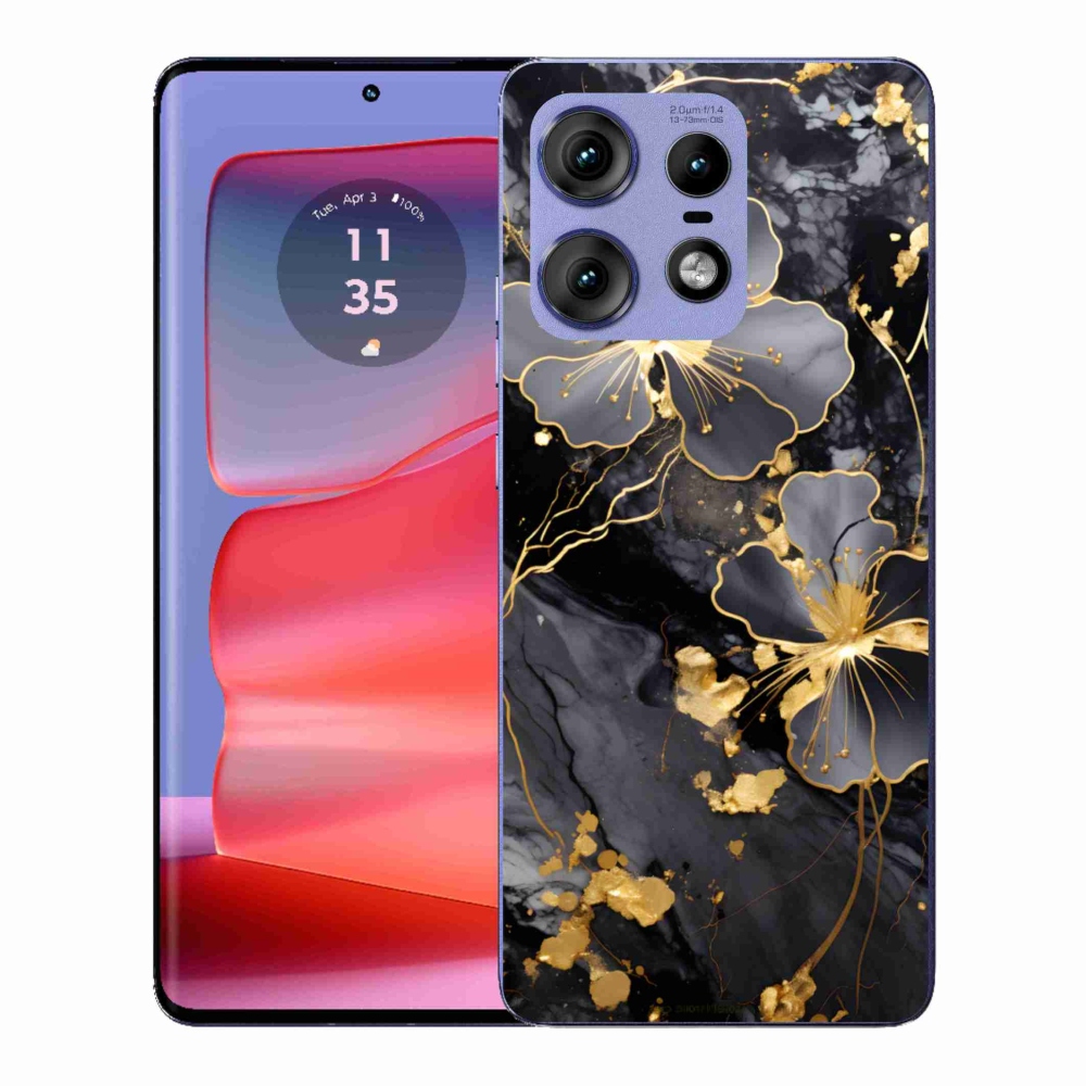 Gélový kryt mmCase na Motorola Edge 50 Pro - zlaté kvety