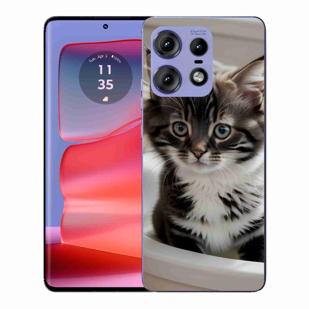 Gélový kryt mmCase na Motorola Edge 50 Pro - zvedavé mačiatko