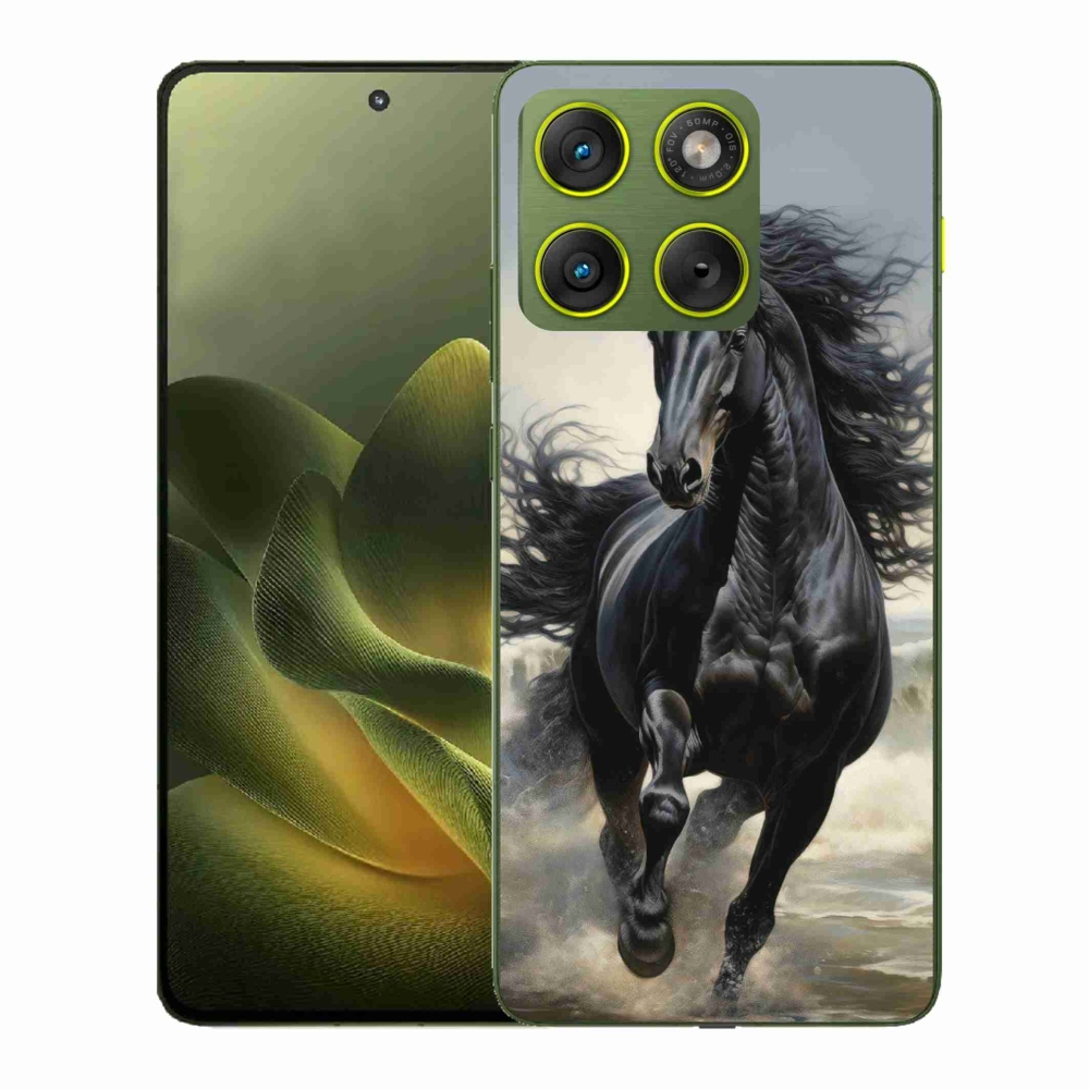 Gélový kryt mmCase na Motorola Edge 70 - bežiaci čierny kôň