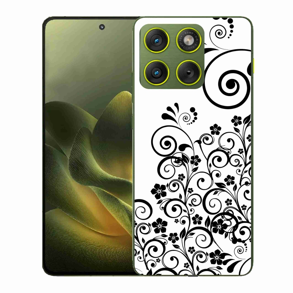 Gélový kryt mmCase na Motorola Edge 70 - čiernobiele kvetinové vzory