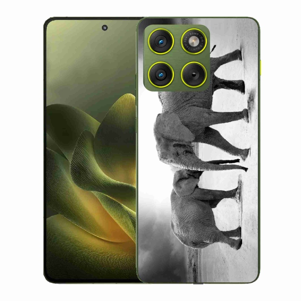 Gélový kryt mmCase na Motorola Edge 70 - čiernobieli slony