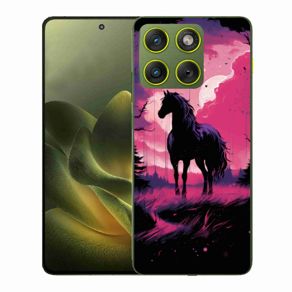 Gélový kryt mmCase na Motorola Edge 70 - čierny kreslený kôň 1