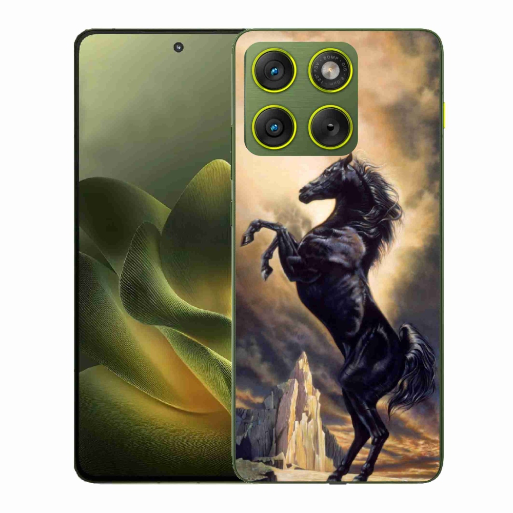 Gélový kryt mmCase na Motorola Edge 70 - čierny kreslený kôň
