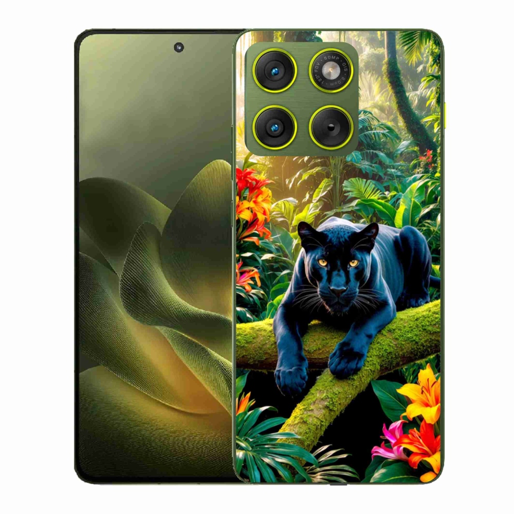 Gélový kryt mmCase na Motorola Edge 70 - čierny panter v džungli
