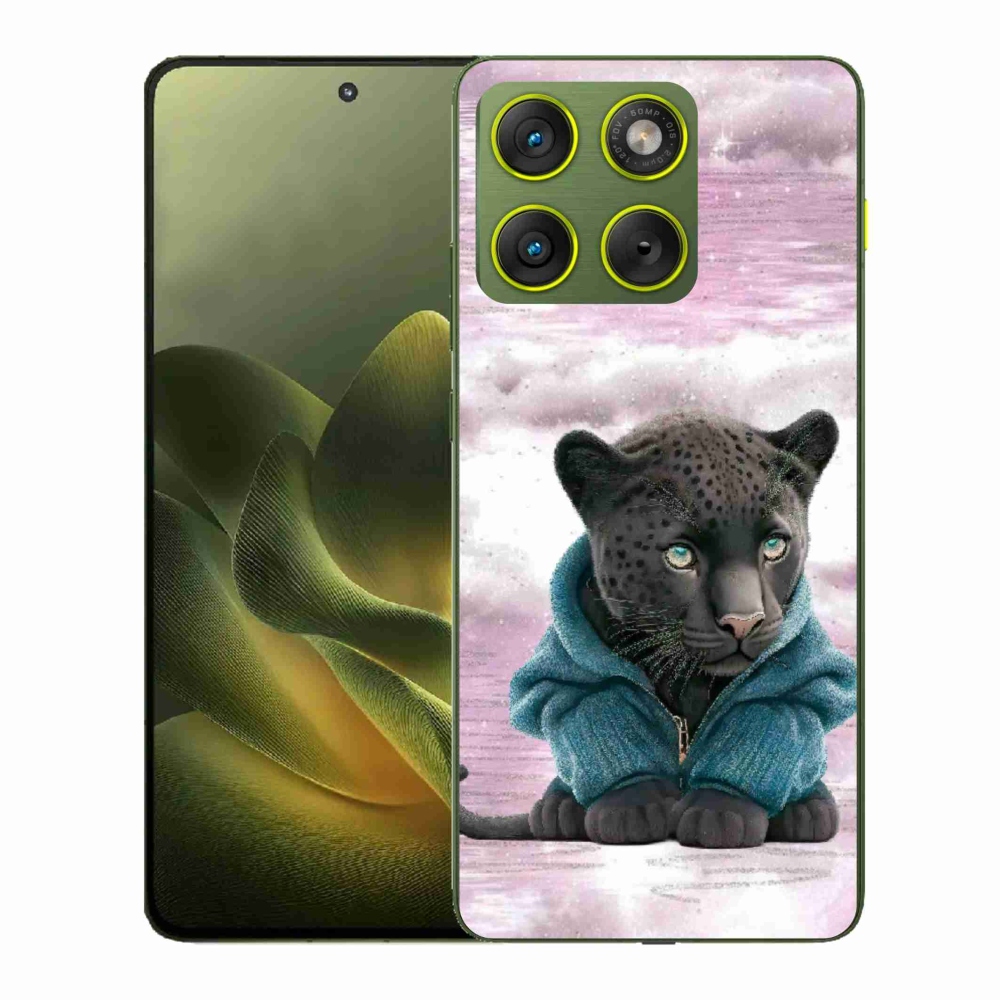 Gélový kryt mmCase na Motorola Edge 70 - čierny panter vo svetri