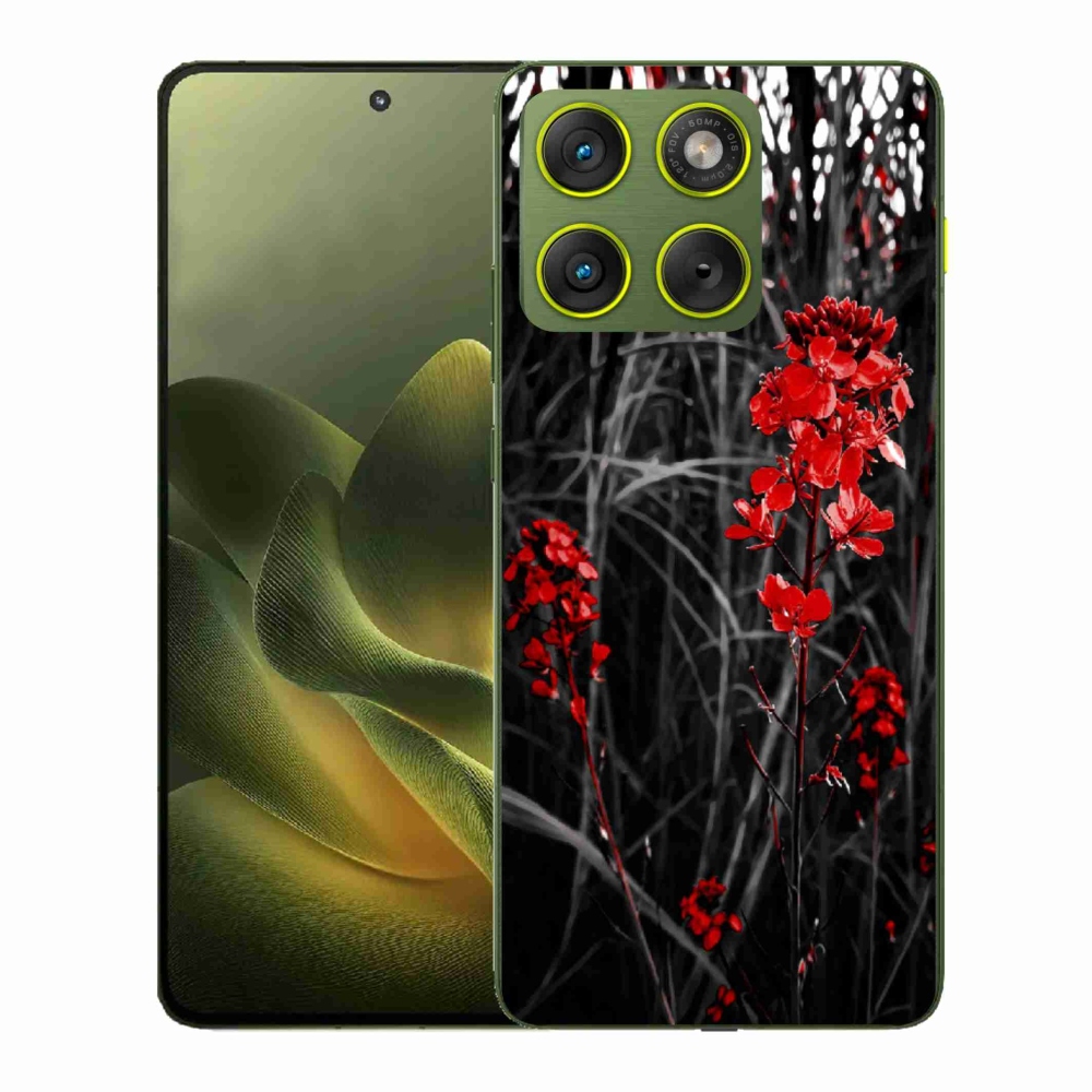 Gélový kryt mmCase na Motorola Edge 70 - červená rastlina
