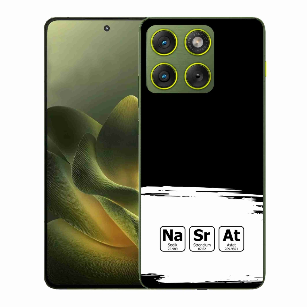 Gélový kryt mmCase na Motorola Edge 70 - chemické prvky bieločierne pozadie