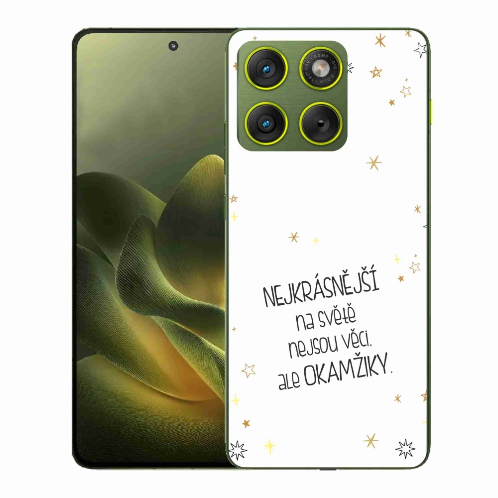 Gélový kryt mmCase na Motorola Edge 70 - citát 4 biele pozadie