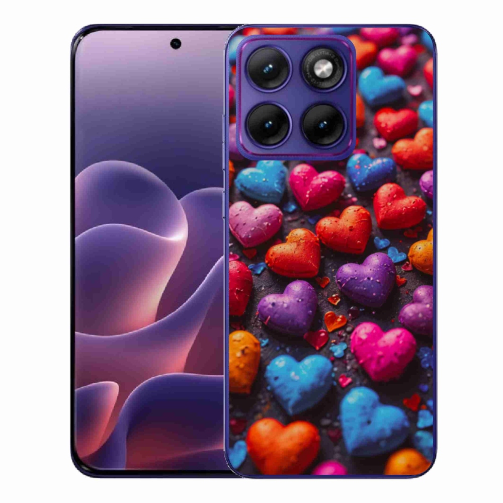 Gélový kryt mmCase na Motorola Edge 70 Fusion - farebné srdcia