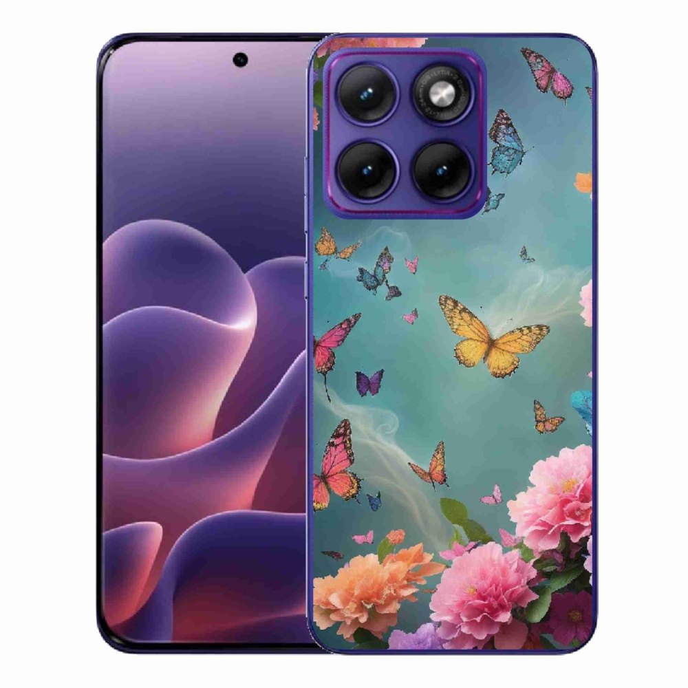 Gélový kryt mmCase na Motorola Edge 70 Fusion - farebné kvety a motýle