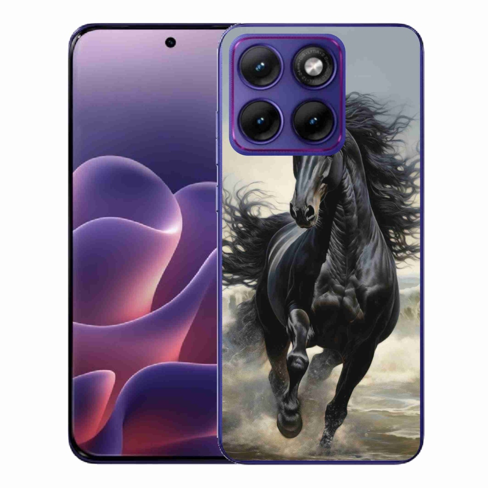 Gélový kryt mmCase na Motorola Edge 70 Fusion - bežiaci čierny kôň