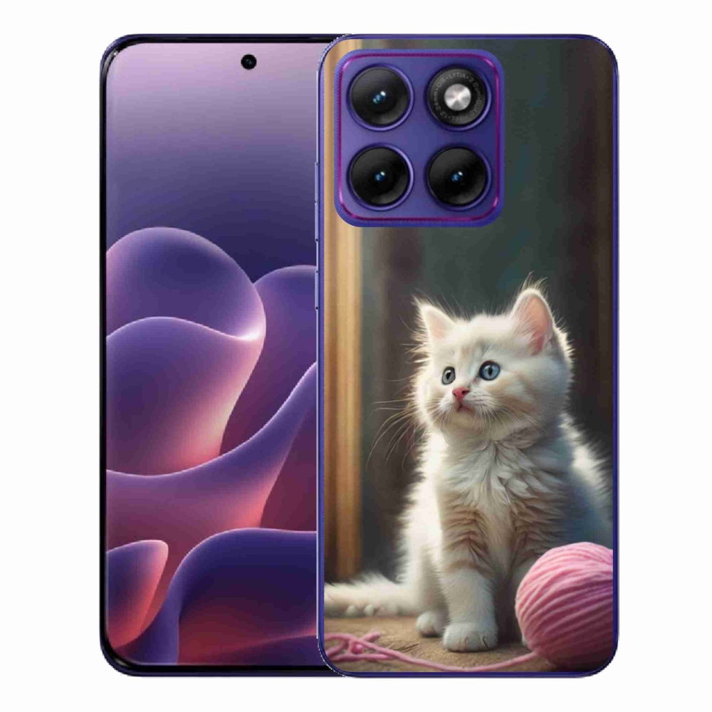 Gélový kryt mmCase na Motorola Edge 70 Fusion - biele mačiatko 2