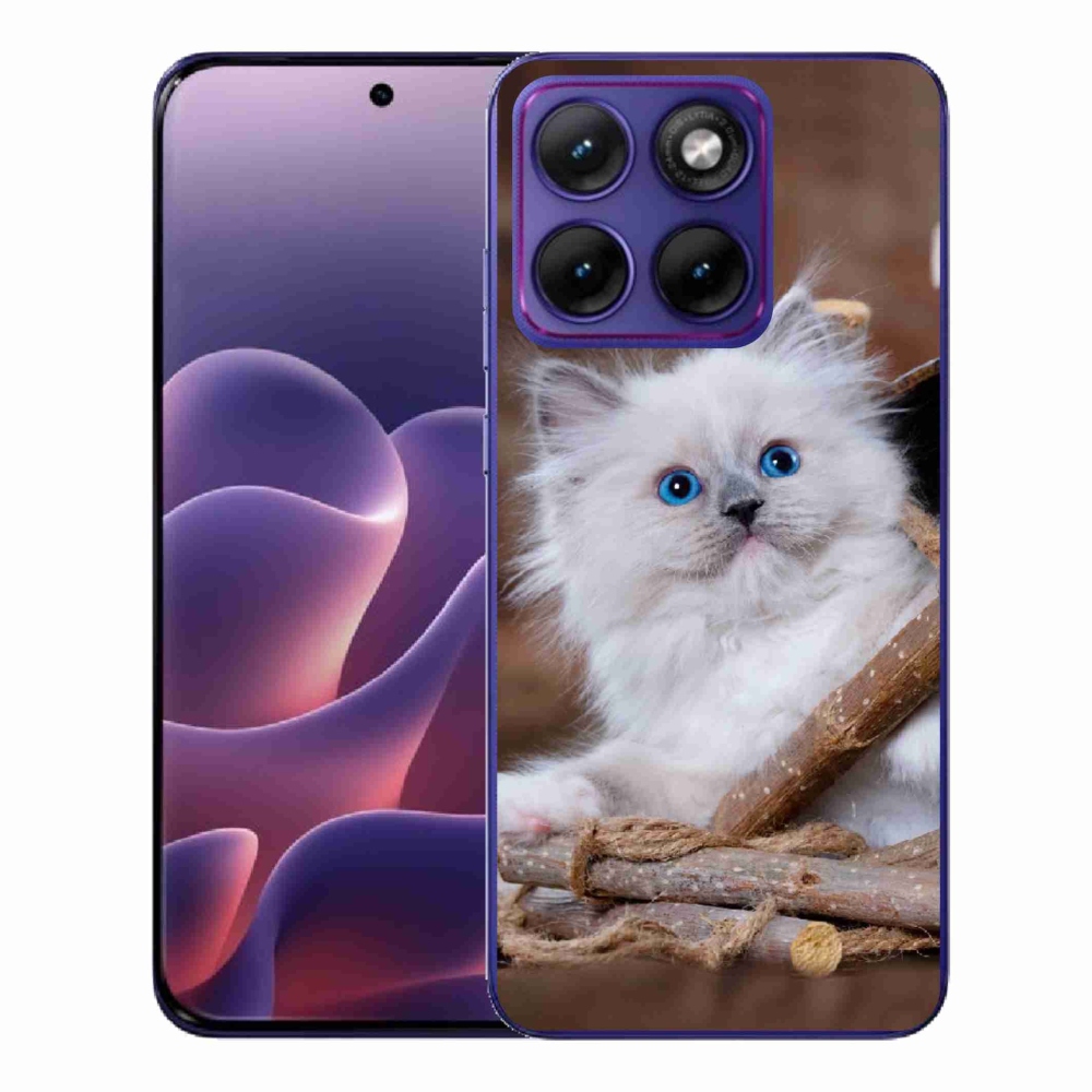 Gélový kryt mmCase na Motorola Edge 70 Fusion - biele mačiatko