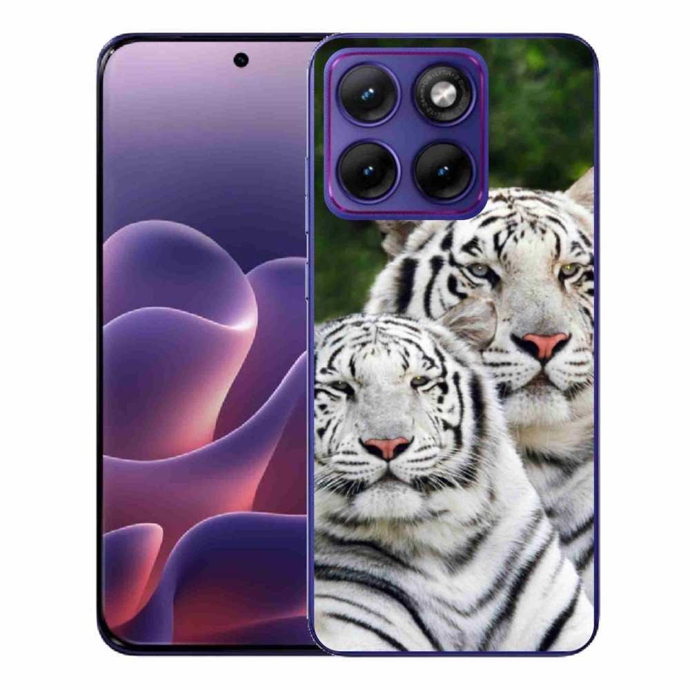 Gélový kryt mmCase na Motorola Edge 70 Fusion - bieli tigre