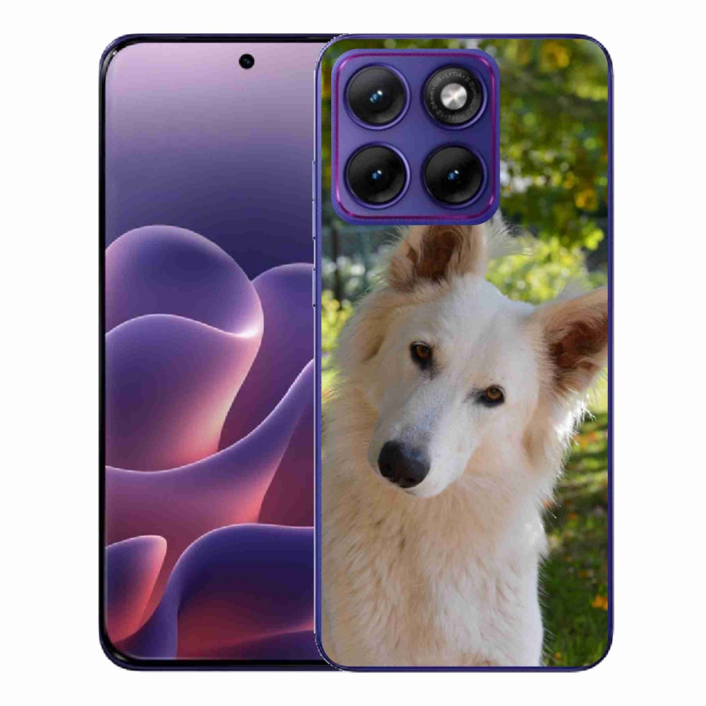 Gélový kryt mmCase na Motorola Edge 70 Fusion - biely švajčiarsky ovčiak 1