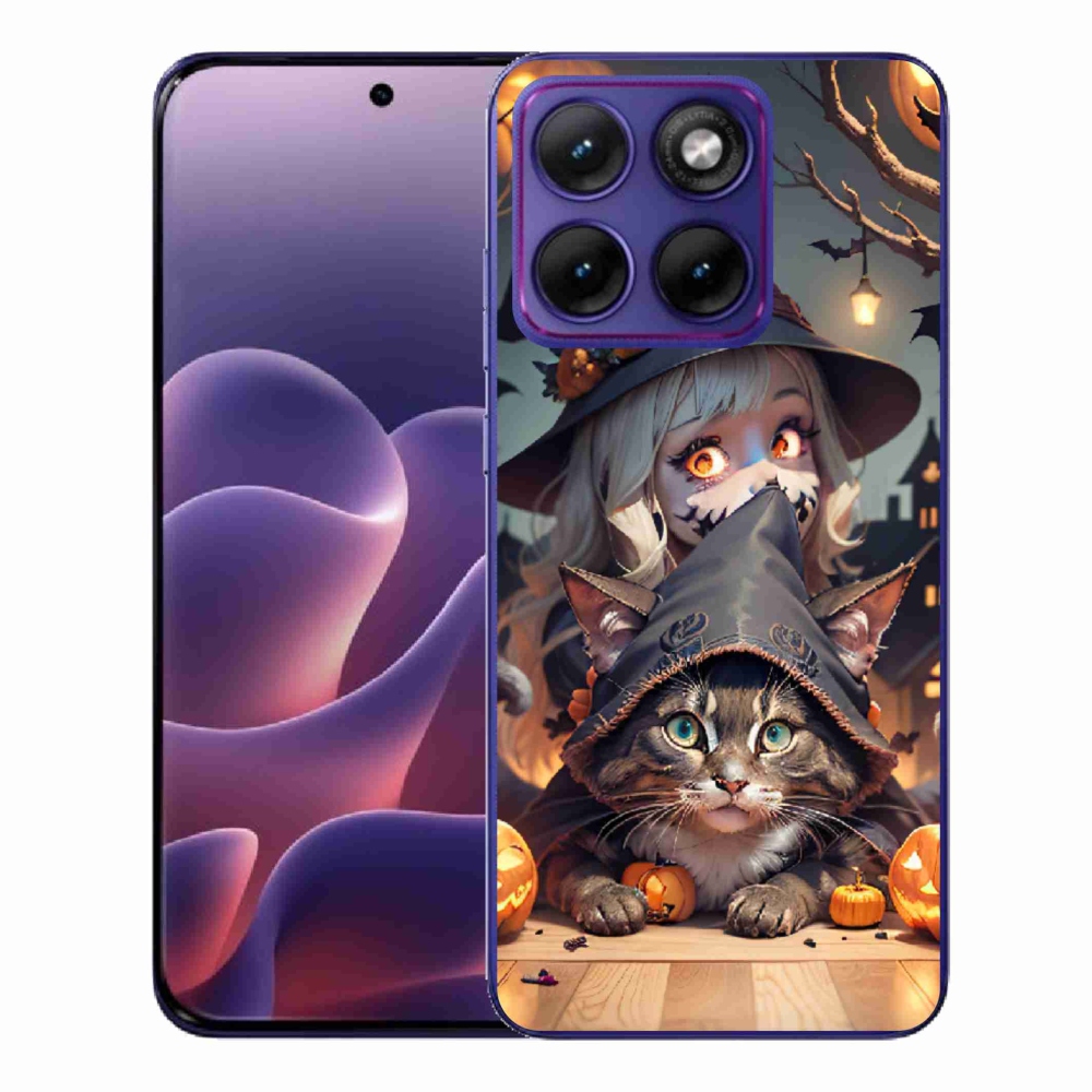 Gélový kryt mmCase na Motorola Edge 70 Fusion - čarodejnica s mačkou