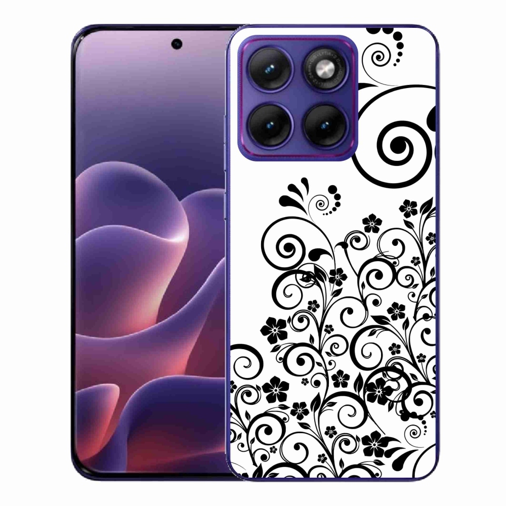 Gélový kryt mmCase na Motorola Edge 70 Fusion - čiernobiele kvetinové vzory