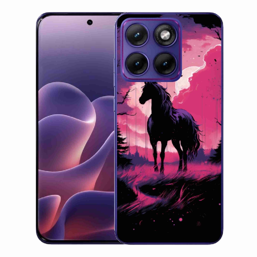 Gélový kryt mmCase na Motorola Edge 70 Fusion - čierny kreslený kôň 1