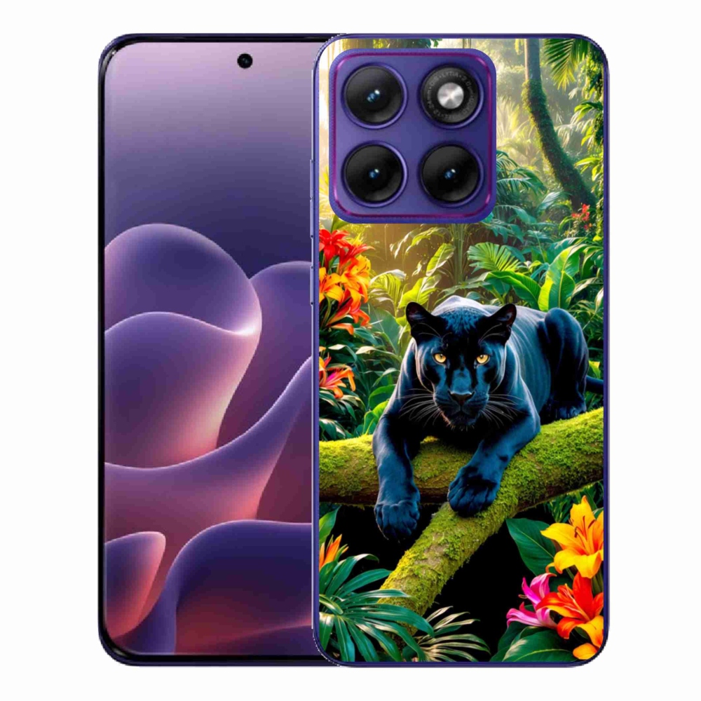Gélový kryt mmCase na Motorola Edge 70 Fusion - čierny panter v džungli