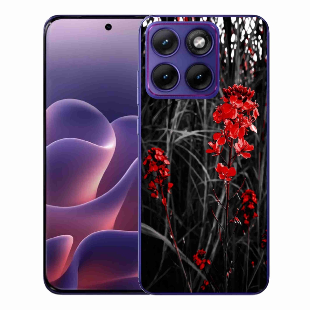 Gélový kryt mmCase na Motorola Edge 70 Fusion - červená rastlina