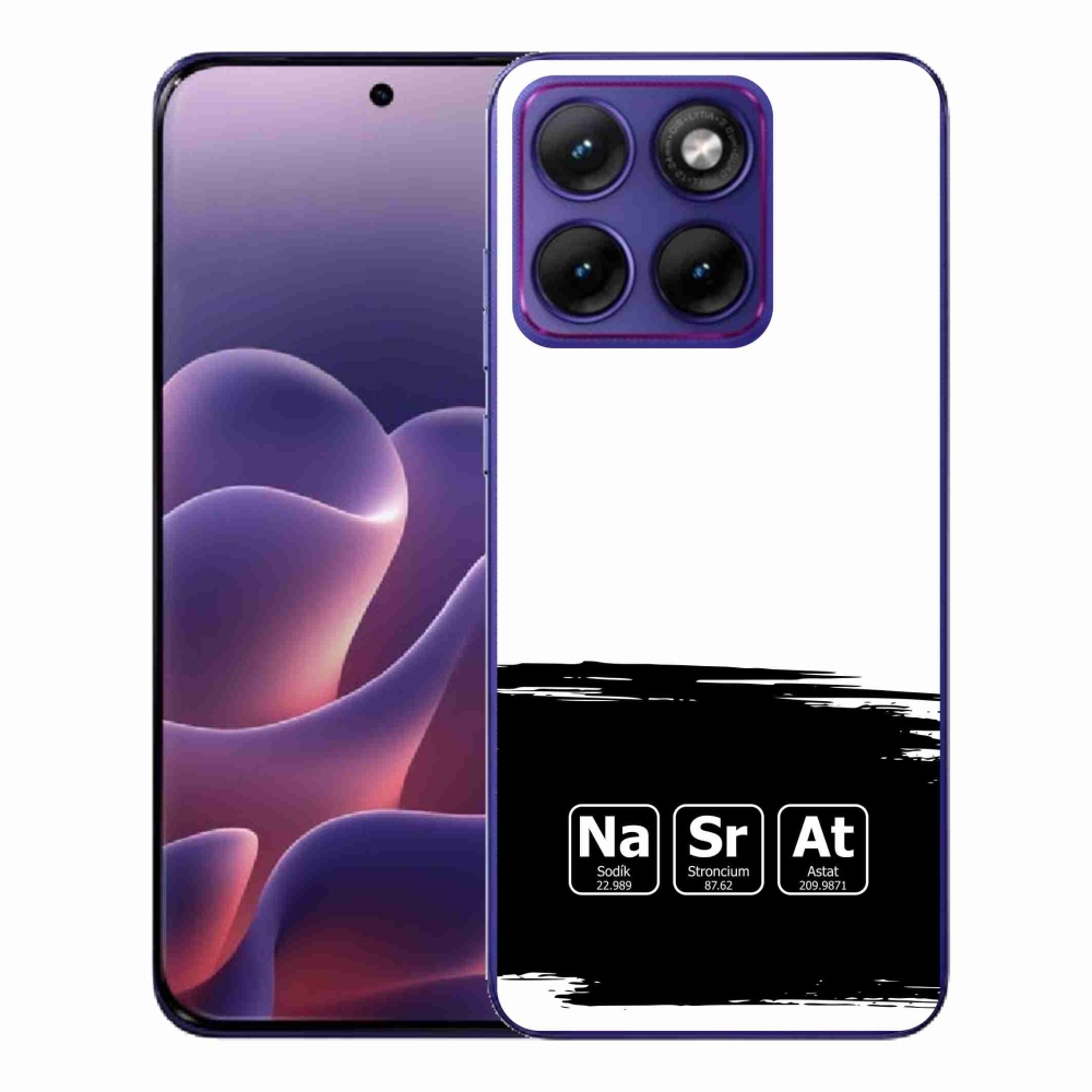 Gélový kryt mmCase na Motorola Edge 70 Fusion - chemické prvky čiernobiele pozadie