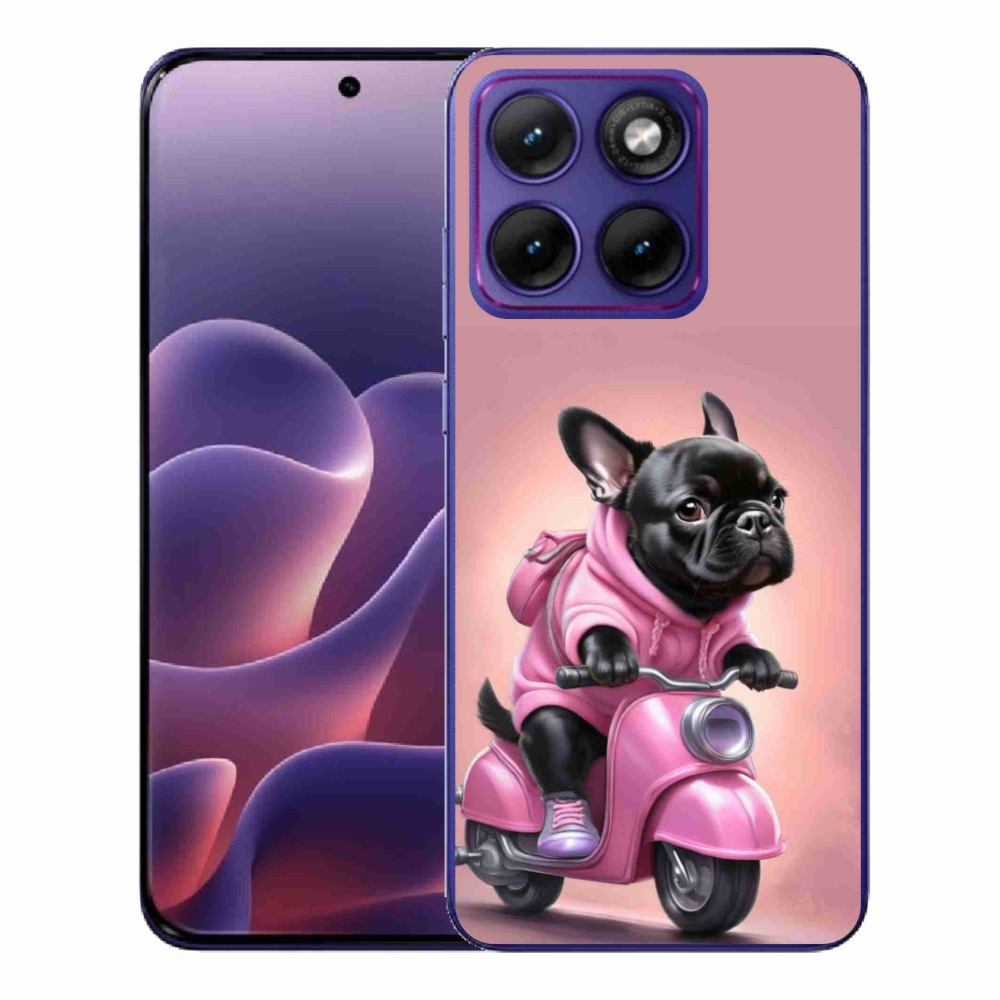 Gélový kryt mmCase na Motorola Edge 70 Fusion - francúzsky buldoček na skútri