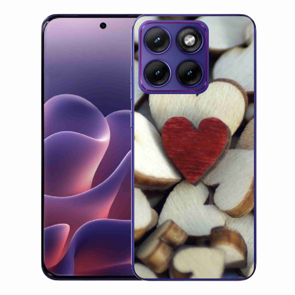 Gélový kryt mmCase na Motorola Edge 70 Fusion - gravírované červené srdce