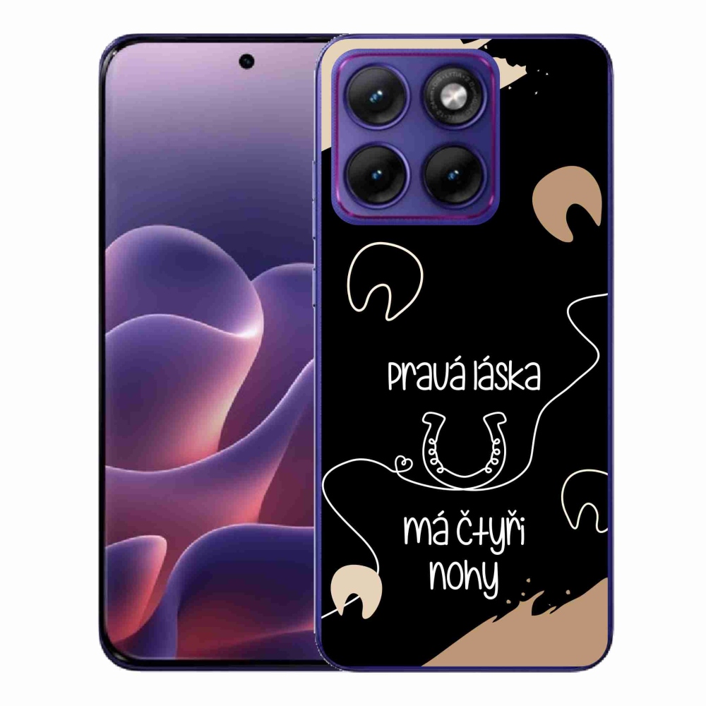 Gélový kryt mmCase na Motorola Edge 70 Fusion - konský motív čierne pozadie