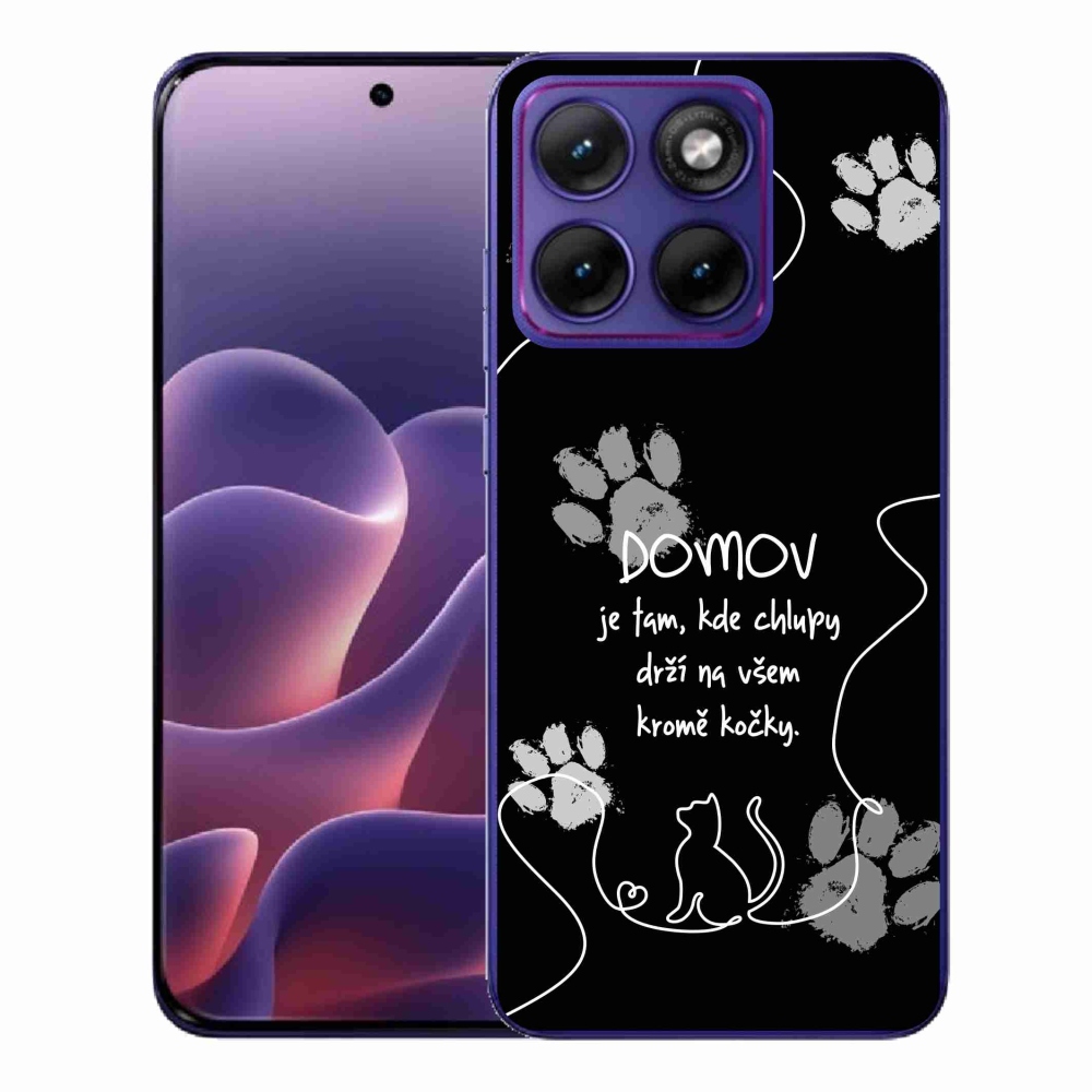Gélový kryt mmCase na Motorola Edge 70 Fusion - mačacie motív čierne pozadie