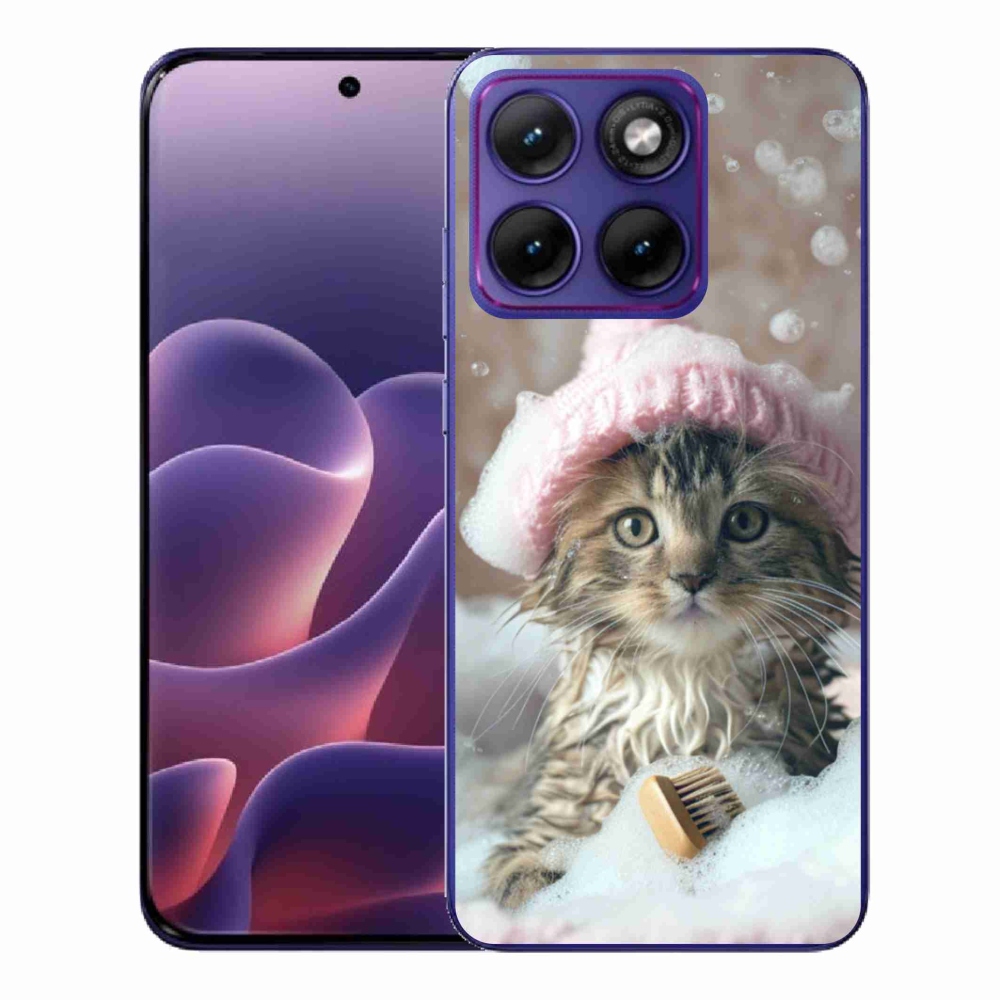 Gélový kryt mmCase na Motorola Edge 70 Fusion - mačiatko a kúpeľ