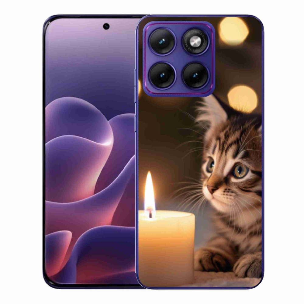 Gélový kryt mmCase na Motorola Edge 70 Fusion - mačiatko a sviečka