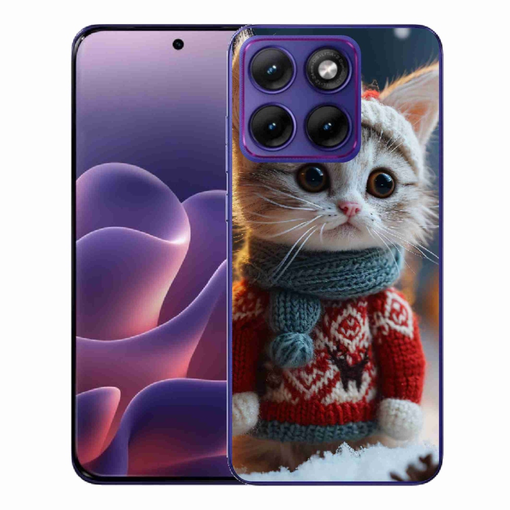 Gélový kryt mmCase na Motorola Edge 70 Fusion - mačiatko vo svetri