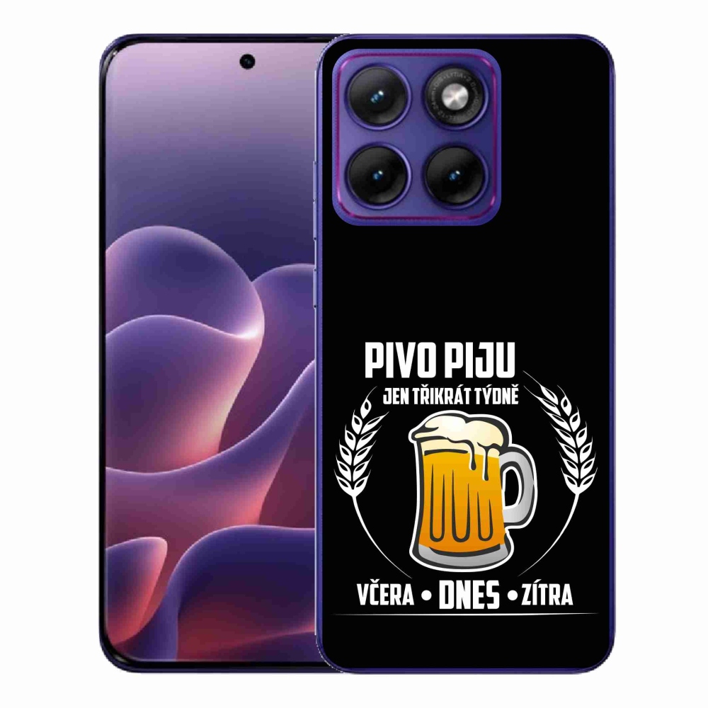 Gélový kryt mmCase na Motorola Edge 70 Fusion - pivný motív čierne pozadie