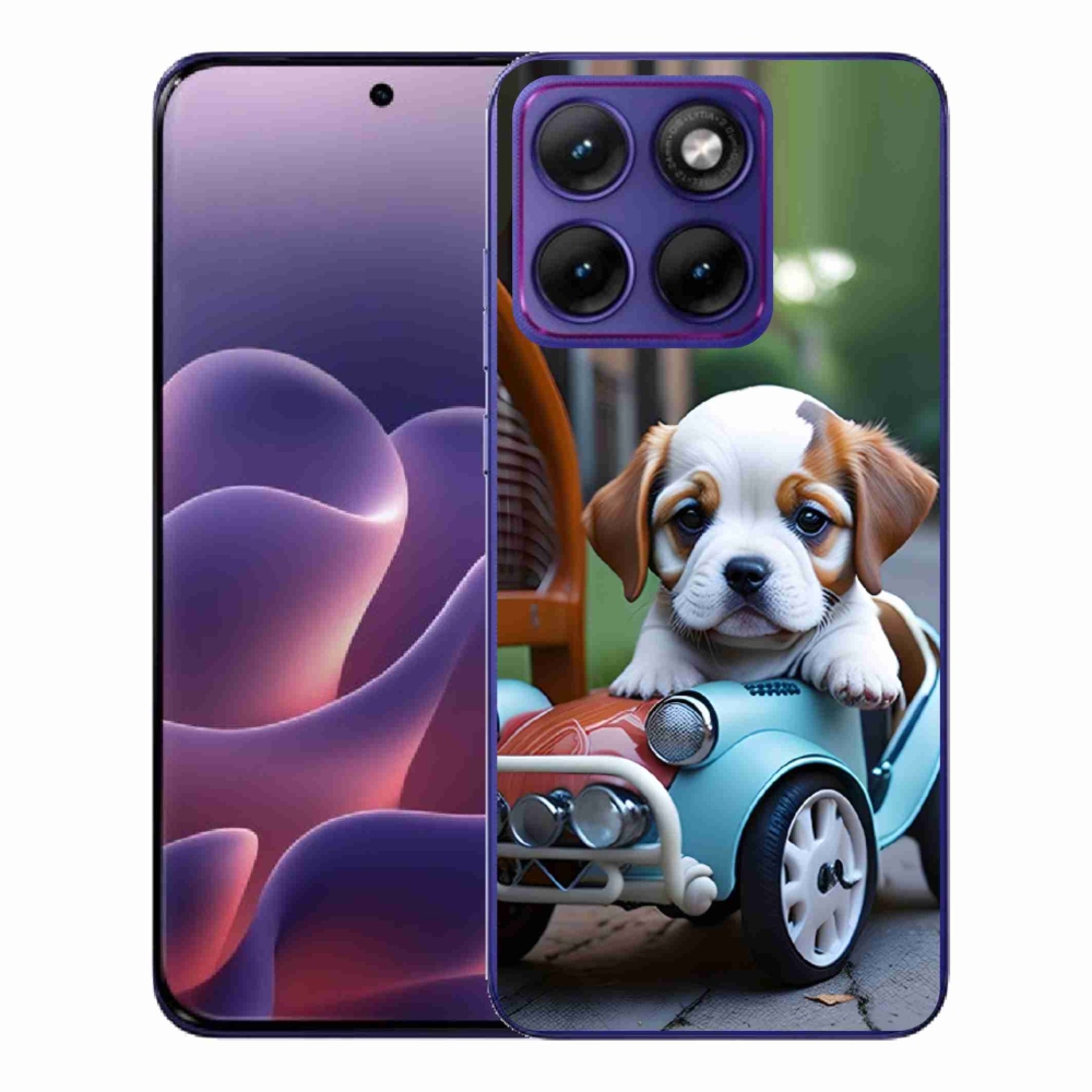Gélový kryt mmCase na Motorola Edge 70 Fusion - šteňa v retro aute